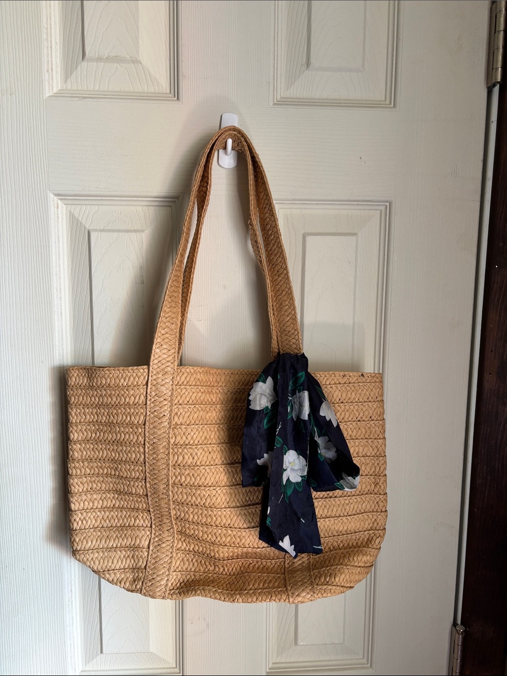 Draper James Navy Tote with Sky Blue Label